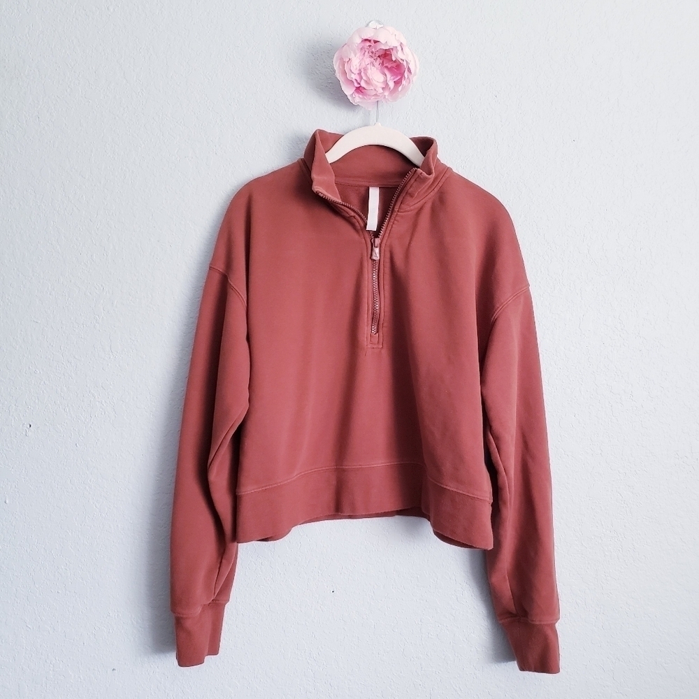 Fabletics Kate Half Zip Pullover Jacket In Java Rust